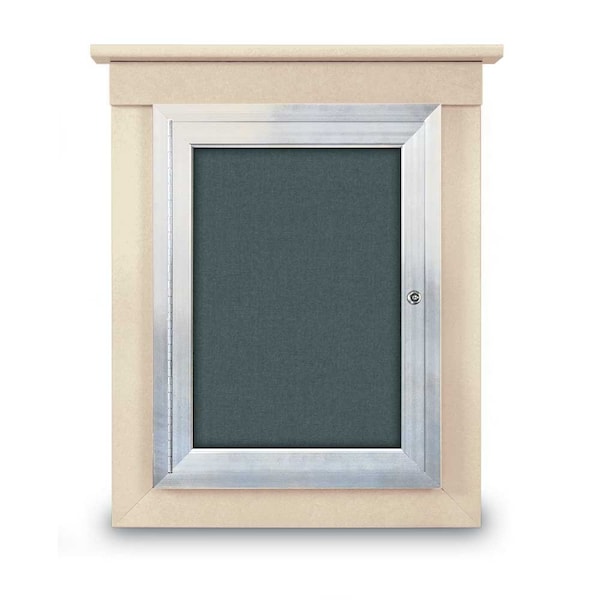 42"x32" 2-Door Enclosed Letterboard, Burgundy Vinyl/Lt Oak